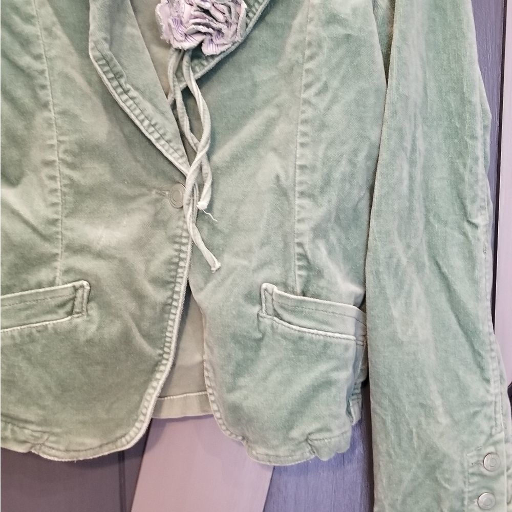 NEW Green Cotton Soft Short Waist Jacket MED - Picture 3 of 5